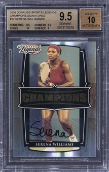 2008 Donruss Sports Legends Champions Signatures #C-17 Serena Williams Signed Card (#34/50) - BGS GEM MINT 9.5/BGS 10